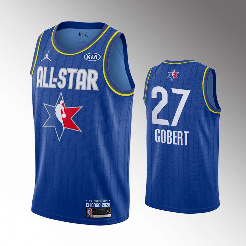 Men Nike Utah Jazz #27 Rudy Gobert Blue 2020 All Star NBA Jerseys